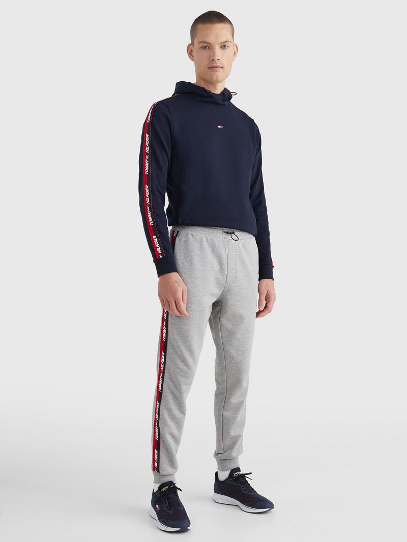 Férfi Tommy Hilfiger Organic cotton performance logo tape Nadrág Szürke | HU 1107BEX